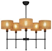 Luster na tyči MADELA 5xE14/40W/230V juta/čierna