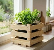 AMADEA Drevený obal s kvetináčom, 17x17x15cm Český výrobok