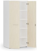 Kancelárska policová skriňa PRIMO WHITE s dverami, 800 x 500 x 1781 mm, biela/breza