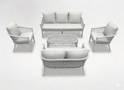 Garden Line ZÁHRADNÝ NÁBYTOK (2 SOFY + 2 KRESLÁ + STÔL) ŠEDÁ + ŠEDÉ VANKÚŠE *9439