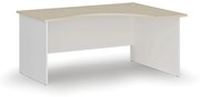 Ergonomický kancelársky pracovný stôl PRIMO WHITE, 1600 x 1200 mm, pravý, biela/breza