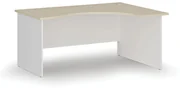 Ergonomický kancelársky pracovný stôl PRIMO WHITE, 1600 x 1200 mm, pravý, biela/breza