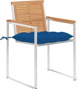 vidaXL Záhradné stoličky s vankúšmi, 8 ks, masívne teakové drevo