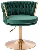 LuxuryForm DESIGN Stolička LYON VELUR na zlatom tanieri - zelená