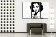 Ručne maľovaný POP Art obraz Elizabhet Taylor 3 dielny et