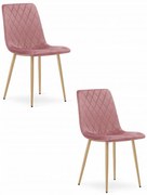 Set 2 kresiel TURIN - ružový zamat / čierne nohy