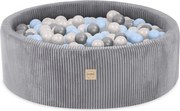 Suchý bazén pre deti menčestrový 90 x 30 + 200 loptičiek - svetlo šedá