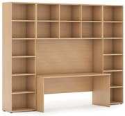 Zostavy knižníc INTEGRO so stolom, vyššie, 2950 x 700/400 x 2300 mm, buk