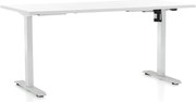 Výškovo nastaviteľný stôl OfficeTech A, 160 x 80 cm, biela podnož, biela
