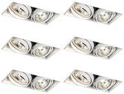 Sada 6 zapustených bodových svetiel biela GU10 70 mm 2-svetelná bezrámová - Oneon