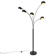 Dizajnová stojaca lampa čierna 5-svetlo - Sixties