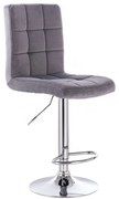 LuxuryForm DESIGN Barová stolička TOLEDO VELUR na striebornom tanieri - tmavo šedá