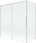 Mexen Rox, 2-krídlová posuvná vaňová zástena 150 + 70 x 150 cm, 8mm číre sklo, biely profil, 8C9-150-070-20-00