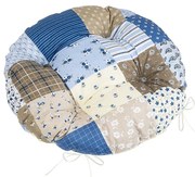 Bellatex Sedák Adela prešívaný okrúhly Patchwork modrá, 40 x 40 cm