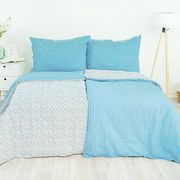 Stanex Krepové obliečky Kvietok-pruh modrá, 140 x 220 cm, 70 x 90 cm