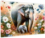 Obraz - Slonia mama, akvarel (90x60 cm)
