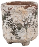 Oválný dekoratívny béžový antik terakotový džbán Teracci na nožkách - Ø 9*10 cm