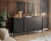 KOMODA LOREEN TMAVOŠEDÁ + ZLATÁ SO ŠUPLÍKMI NA NOŽIČKÁCH 153 cm