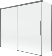 Mexen Rox, 2-krídlová posuvná vaňová zástena 180 + 80 x 150 cm, 8mm číre sklo, grafitový profil, 8C9-180-080-95-00