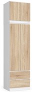 Šatníková skriňa s nástavcom STAR 60 cm biela/dub sonoma