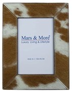 Kožený fotorámik hovädzej kože hnedá / biela - 22 * 17cm / 15 * 10cm