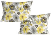 Súprava 2 ks dekoračných obliečok na vankúš z mikrovlákna FEONELLE 50x70 cm, žlto-sivá