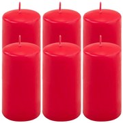 Sada stĺpových sviečok, 11,5 cm, Ø 6 cm, červená, 6 ks