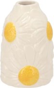 Biela keramická vázička s reliéfom kvetov Jane Flower - Ø 8*12 cm