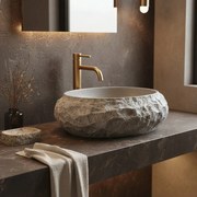 Rea Mika Gabro, umývadlo na dosku 480x380x155 mm, imitácia kameňa-šedá, REA-U0633
