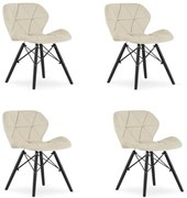Set štyroch jedálenských stoličiek LAGO zamatové, béžové / čierne (4 ks)