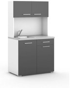 Kuchynka s drezom a batériou, biela/grafitová