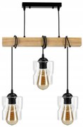 BERGE LED závesné stropné svietidlo, drevený trám, 3xE27 Štvorcový luster, rolovaný