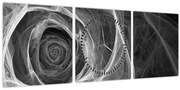 Obraz - Abstraktné ruže čiernobiela (s hodinami) (90x30 cm)