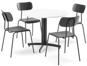Jedálenská zostava, 1 x stôl a 4 stoličky, biely laminát