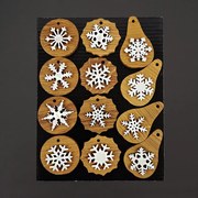 AMADEA Drevené ozdoby z masívu s vločkou, 12 ks - MIX druhov v sáčku, 3 cm