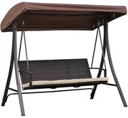 Záhradná hojdačka technoratan hnedá s vankúšmi