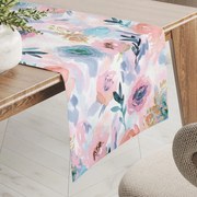 Biante Zamatový behúň na stôl Tamara TMR-030 Ružovo-modré akvarelové kvety 20x120 cm