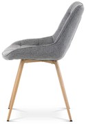 Autronic - Jedálenská stolička, poťah sivá látka, kovové nohy, 3D dekor dub - CT-394 GREY2