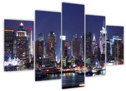 Obraz - Osvetlené New Yorské mrakodrapy (150x105 cm)