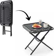 Garden Line SKLADACÍ TURISTICKÝ STÔL 50 x 50 x 50 CM S DRŽIAKMI NA NÁPOJE, ČIERNY *2739
