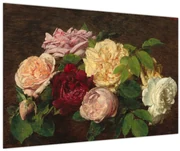 Obraz - Henri Fantin-Latour, Roses de Nice on a Table, reprodukcia (90x60 cm)