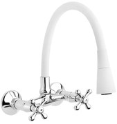 Invena Roma, nástenná batéria s elastickým ramenom 150mm, biela-chrómová, INV-BC-24-E2S-L