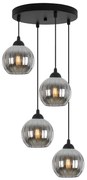 Závesné svietidlo Costa, 4x grafitové sklenené tienidlo, b, o
