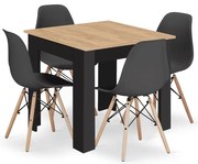 Jedálenský stôl ARTISAN naturálny, so štyrmi stoličkami OSAKA čierne