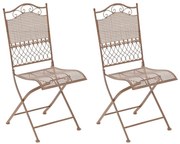 Kovová skladacia stolička Kiran (SET 2 ks) - Hnedá antik