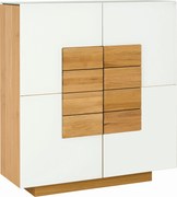 XXXLutz VYSOKÁ KOMODA, divoký dub, biela, farba duba, 128/138/43 cm Voglauer - Komody - 000142010588