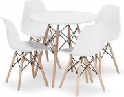 Jedálenská zostava TODI 80cm okrúhly stolový set biely a 2 stoličky OSAKA biele + 2 stoličky OSAKA biele ZADARMO