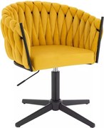 LuxuryForm DESIGN Stolička NORDEN VELUR na čiernom kríži - žltá