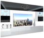 Obývacia stena Belini Premium Full Version čierny lesk / biely lesk + LED osvetlenie Nexum 2