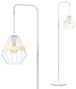 Stojacia lampa Cliff, 1x drevené/biele drôtené tienidlo, w